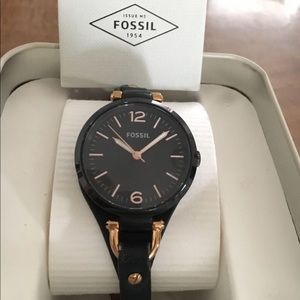 Black Leather Fossil Watch